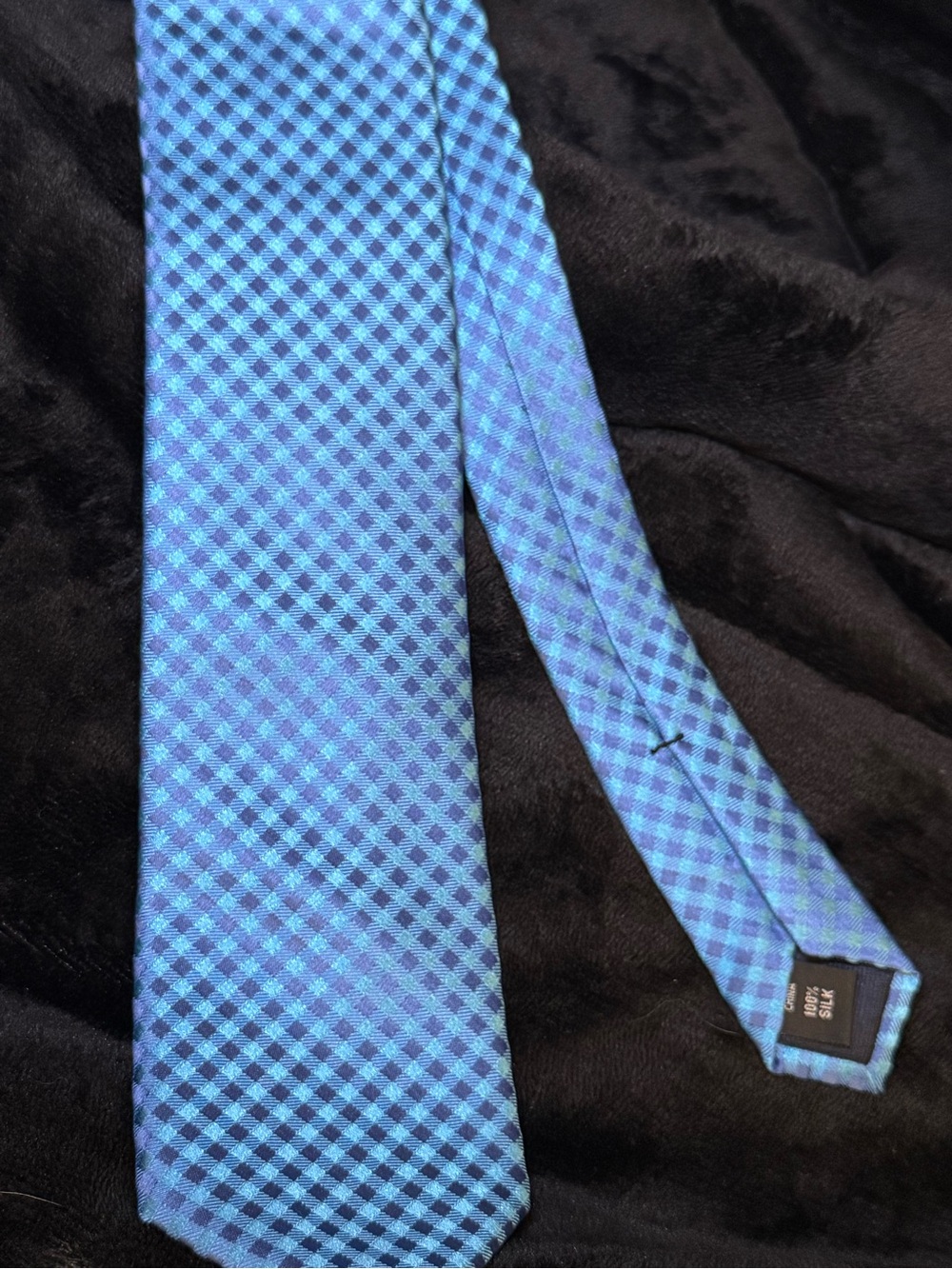 Michael Kors Blue Check Pattern Men's Dress Tie